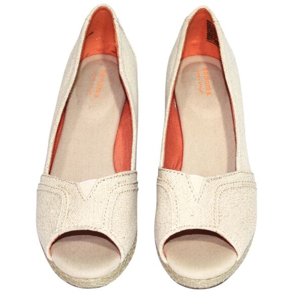 Sonoma Beige Wedge Sandals Size 8.5 - Picture 2 of 7